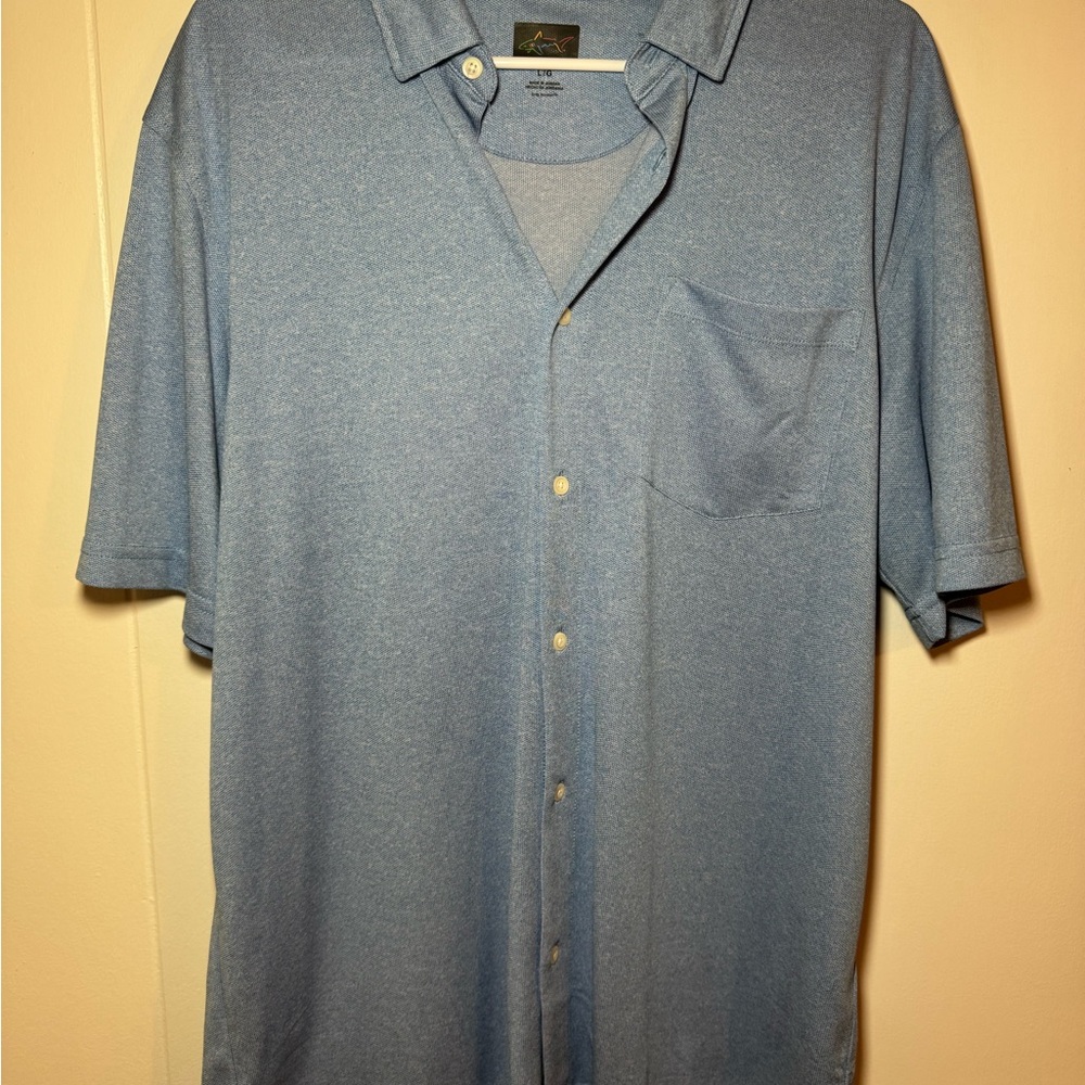 Greg Norman Men's Blue Short Sleeve Shirt